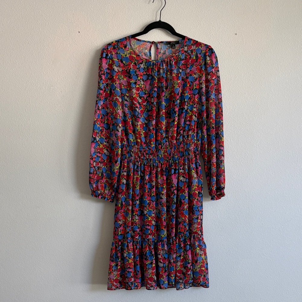 J Crew Floral Multicolor Gauze Dress (Lined)